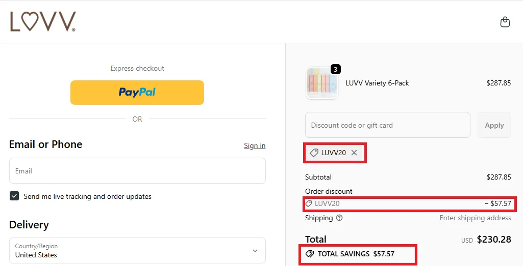 Luvv 20% OFF Discount Code