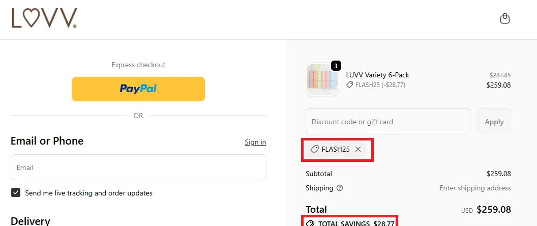 Luvv 15% OFF Coupon